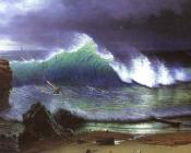 青绿色海洋的海岸 - 阿尔伯特·比尔施塔特